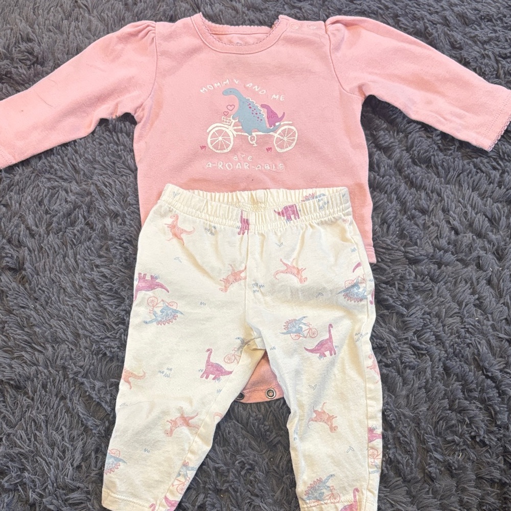 Carter's Pink and White Dinosaur Pajama Set